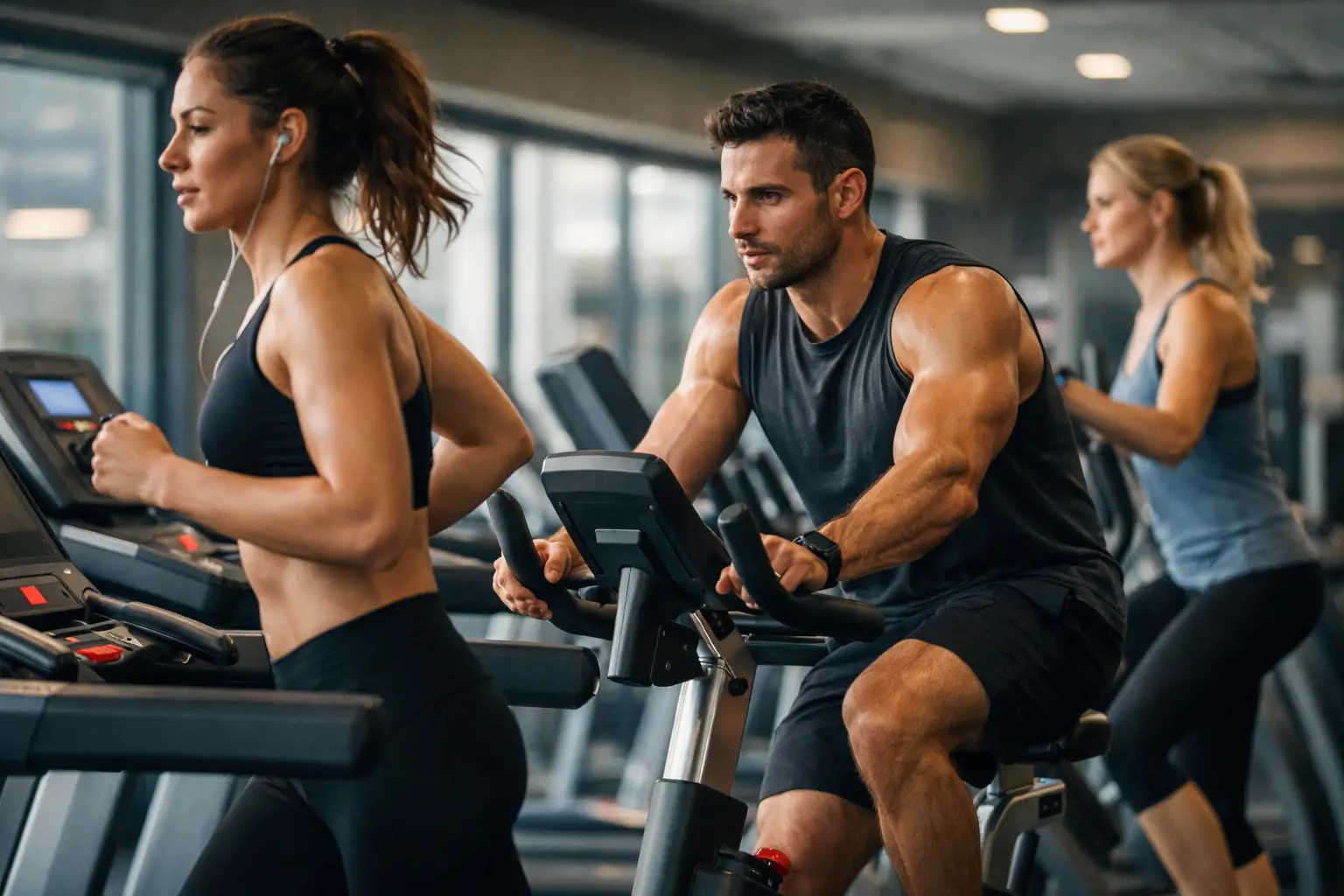 Aparelhos de cardio na academia