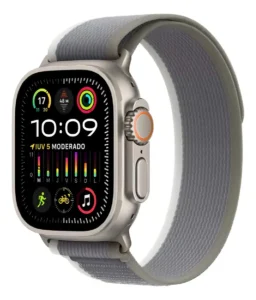 Apple Watch Ultra 2 de titânio 49 mm com loop Trail verde e cinza