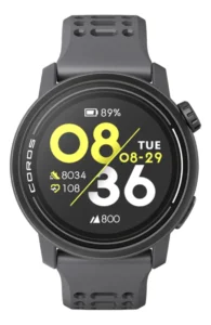 Smartwatch esportivo Coros Pace 3 preto com pulseira de silicone